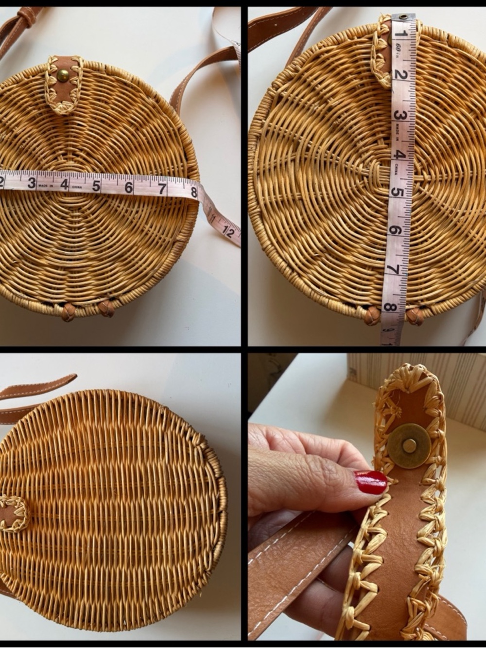 Round Woven Crossbody Bag in Natural/Tan GUC - Picture 6 of 14